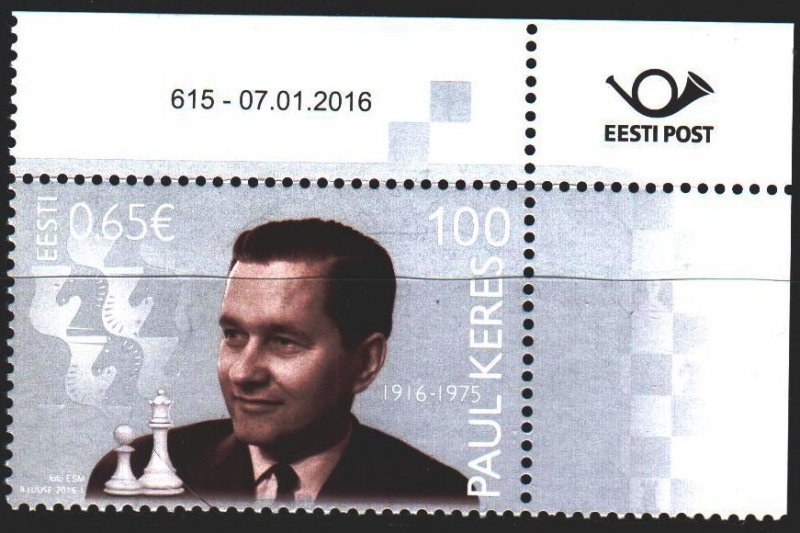 Estonia. 2016. 846. Keres, chess. MNH.