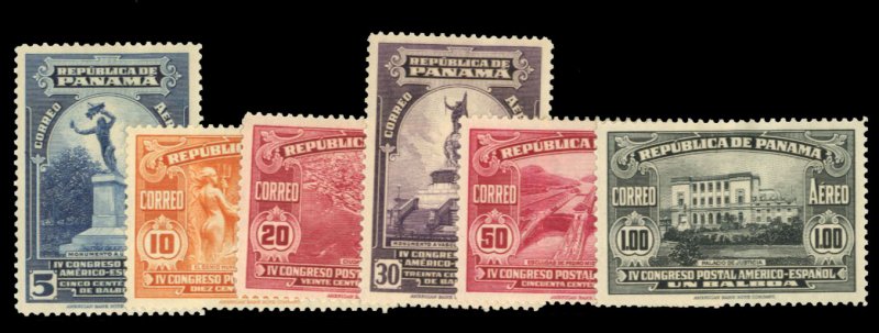 Panama #C21-26 Cat$25.50, 1936 4th Postal Congress, complete set, hinged