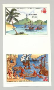 Grenada Grenadines #867-876 Columbus 8v & 2v S/S Chromalin Proofs on Cards