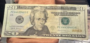 2017A- $20 Bill Triple 4s Serial PE44439483 E #206045075750
