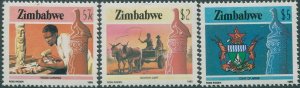 Zimbabwe 1985 SG677-680 Carving Cart Arms (3) MNH