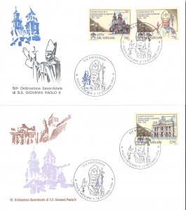 Vatican Sc# 1012-1014 FD Cancel Set/2 (c) 1996 John Paul II Ordination 50th