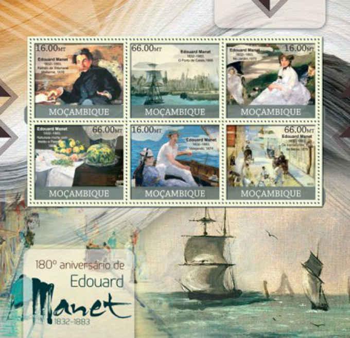 Mozambique - Artist Edouard Manet - 6 Stamp Sheet - 13A-1050