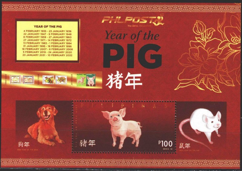 Philippines. 2019. Year of the pig, Chinese New Year, dog. MNH.