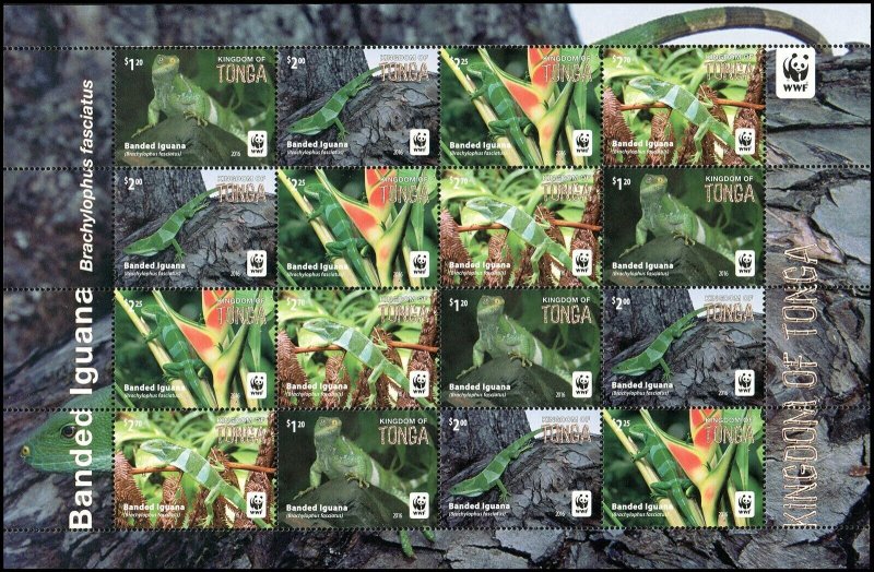 Tonga 2016 Sc 1294 Banded Iguana WWF CV $30