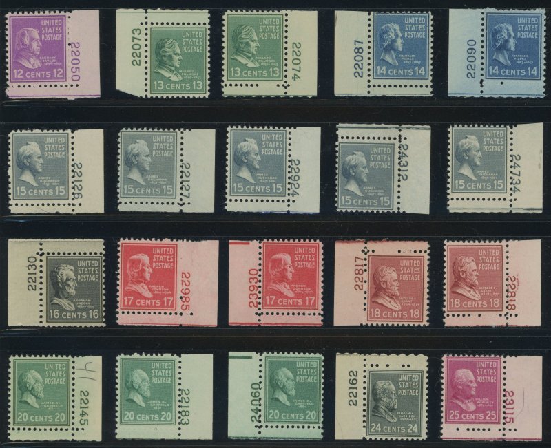 USA 55 x Diff Mint Prexie Plate # Singles