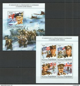 2014 Togo World War Ii Wwii 70Th Anniversary Of The Normandy Kb+Bl ** Tg512