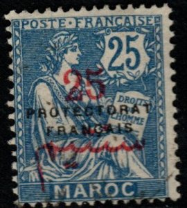 French Morocco Scott 45 Used Protectorate opt light cancel at bottom