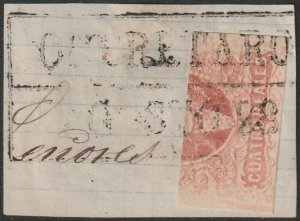 Mexico 1856 Sc 4a bisect used on piece Queretaro box cancel no overprint