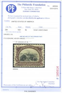 U.S. #298 MINT WITH PF CERT OG NH XF 90