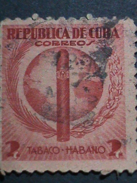 CUBA-WORLD MOST FAMOUS CUBA CIGARS ON VERY OLD CUBA USED STAMP-VERY FINE