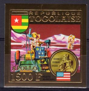 Togo 1973 Mi.965B APOLLO 17 SPACE Gold Stamp IMPERFORATED MNH