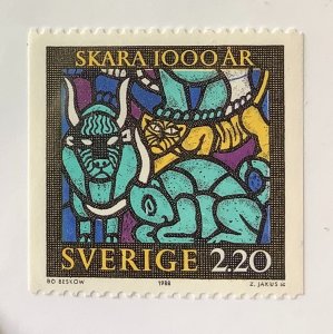 Sweden 1988 Scott 1691 used - 2.20kr, stained glass window, Skara Cathedral