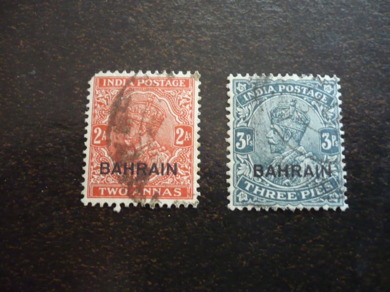 Stamps - Bahrain - Scott# 1, 6 - Used Part Set of 2 Stamps