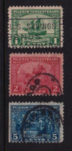 1920 Pilgrim Tercentenary Sc 548 549 550 used set of 3 single CV $16 (A