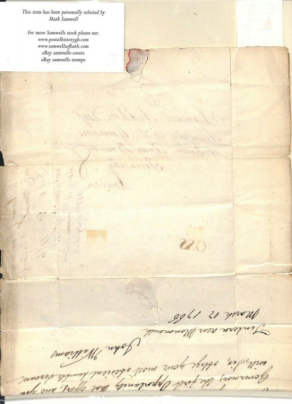 GB WALES Mon TINTERN 1766 ROSS Herefords Cover *Queen Ann's Bounty*Letter MS3800 