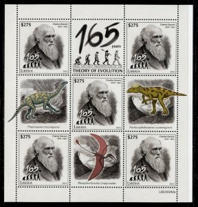 LIBERIA  2023 165th ANNIVERSARY OF DARWIN'S THEORY OF EVOLUTION SHEET MINT NH