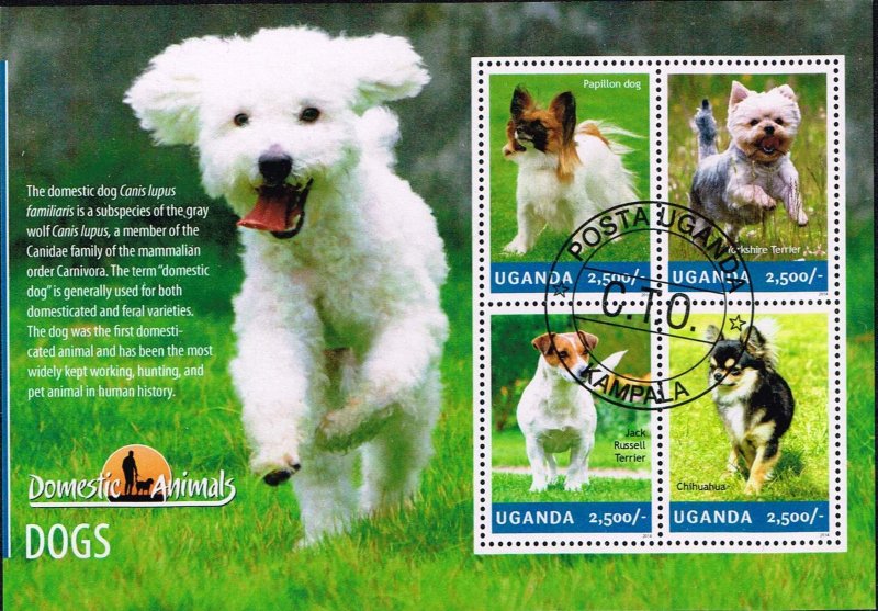 Uganda 2014,Sc.#2135 used souv. sheet Dogs