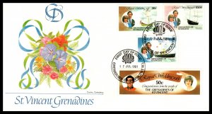 St Vincent Grenadines 209-211,213 Royal Wedding Fleetwood U/A FDC