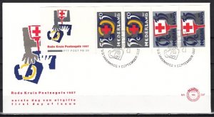 Netherlands, Scott cat. B631a. Red Cross Booklet Pane on a First Day Cover. ^