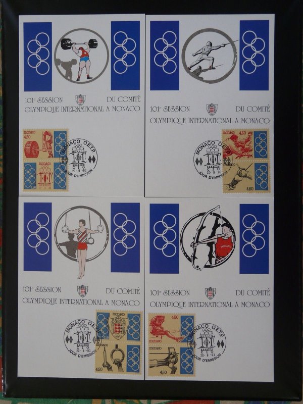 set of 8 maximum card olympic comitee IOC Monaco 1993