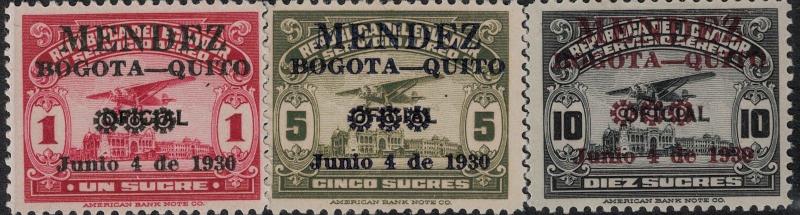 Ecuador 1930 SC C32-C34 Mint $67.50 Set