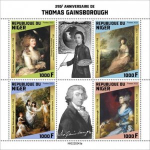 Niger - 2022 Painter Thomas Gainsborough - 4 Stamp Sheet - NIG220243a