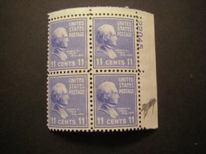 Scott 816, 11c James K. Polk, PB4 #22045 UR, MLH Prexie Beauty