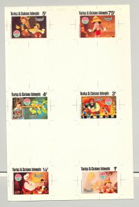 Turks & Caicos #442-451 Christmas, Disney 9v & 1v S/S Imperf Chromalin Proofs