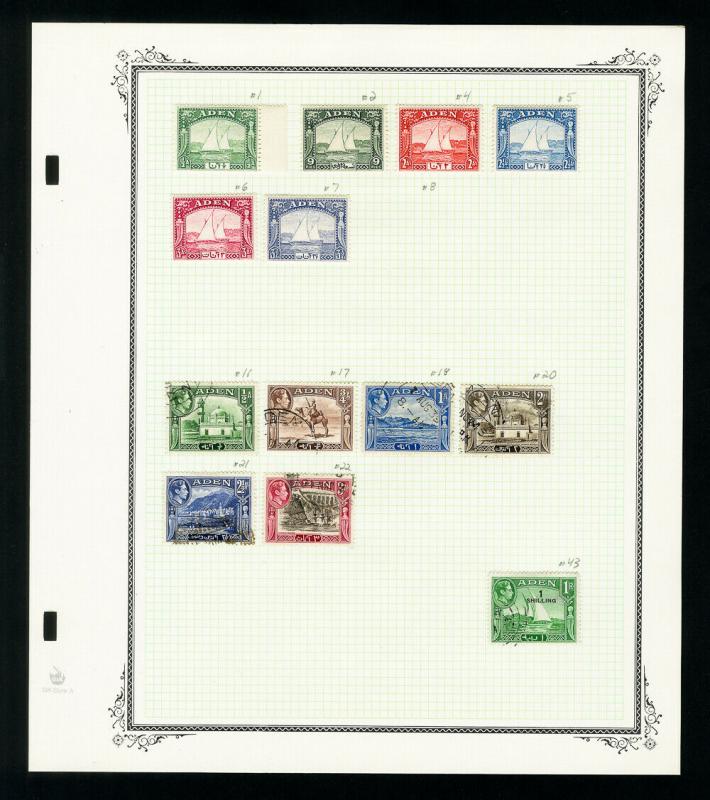 Aden 1937 to 1950s Vintage Stamp Collection