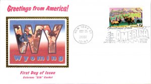 #3745 Greetings From Wyoming Colorano FDC