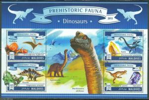 MALDIVES  2015 DINOSAURS SHEET  MINT  NH