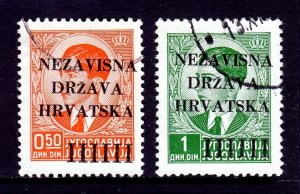 Croatia - Scott #1, 2 - Used - Perf crease #1 - SCV $7.50