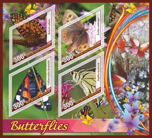 Stamps.Insects Butterflies 2020 year 1+1 sheets perforated Gabon