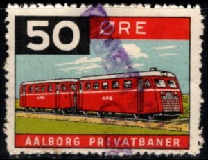 Vintage Denmark Private Railway Local Stamp 50 Ore Aalborg Railways Used