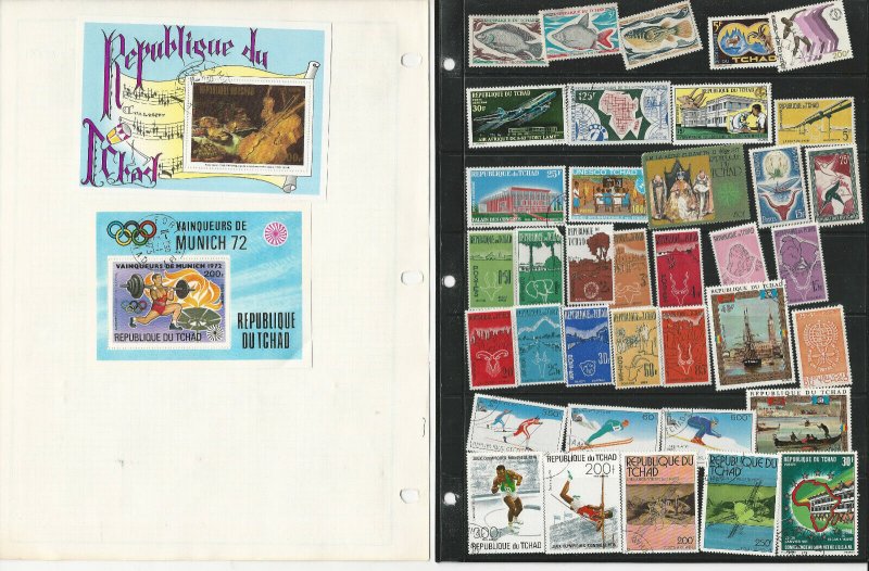 Chad Stamp Collection on 8 Pages, Topicals, Sports, Soccer, JFZ