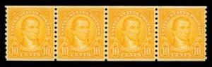 MOMEN: US STAMPS #603 COIL STRIP OF 4 MINT OG NH XF PSE CERT #1326682