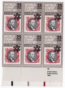 Scott #2410 World Stamp Expo Block of 6 Stamps - MNH