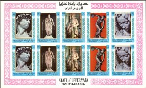 {AU006} ADEN / UPPER YAFA 1967 Art Sculptures Sheet Imperf. MNH Mi 17/21B x2