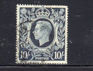 GREAT BRITAIN #251 1939 10sh KING GEORGE VI F-VF USED a