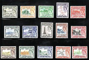 St. Kitts-Nevis-Sc#120-34- id7-unused hinged definitive set-QEII-1954-57-