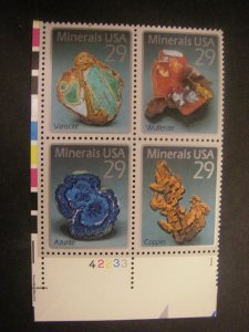 Scott 2700-2703 or 2703a, 29c Minerals, PB4 #42233 1 LL, MNH Commemorative Beaut