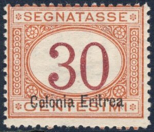 ERITREA ITALY 1920 SC #J4a MH Postage Due Ovpt at Bottom cv$65.00  *Bay Stamps*