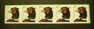 Scott 3055, 20c Pheasant, PNC5 #1111, MNH Coil Beauty