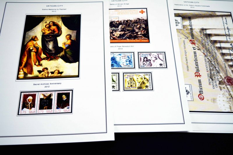 COLOR PRINTED VATICAN CITY 2011-2020 STAMP ALBUM PAGES (48 illustrated pages)