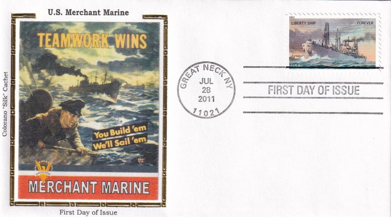 2011, US Merchant Marines, Colorano Silk, FDC (E11947)