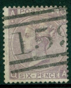 SG104, 6d lilac PLATE 6, USED. Cat £80. QA