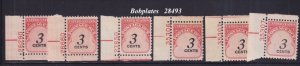 BOBPLATES US #J91 Postage Due Plate Number Single F-VF MNH PICK ONE