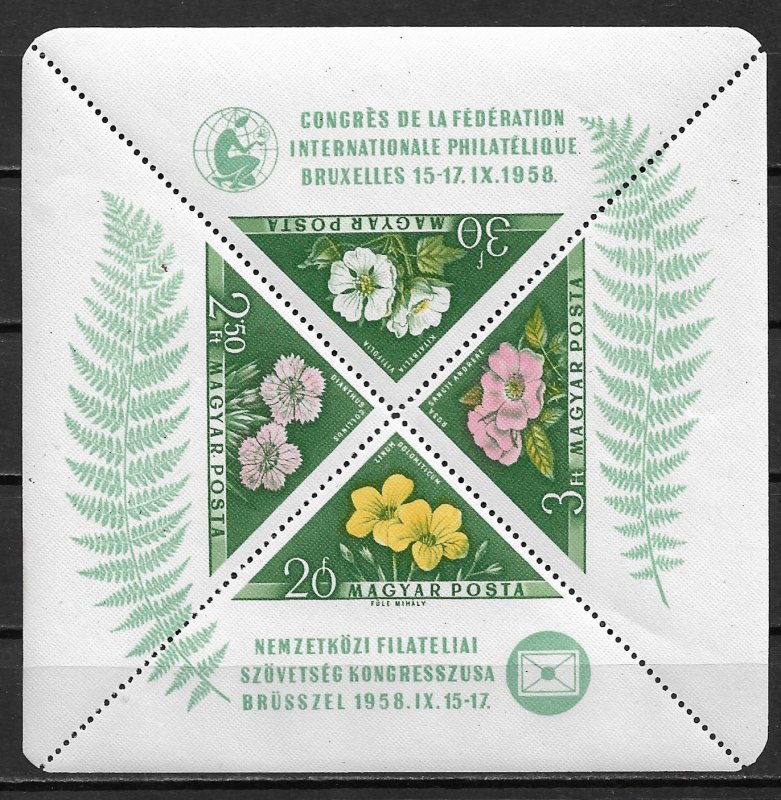 1958 Hungary 1202a International Philatelic Congress S/S MNH