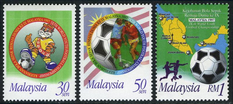 Malaysia 638-640, MNH. World Youth Soccer Championships, 1997